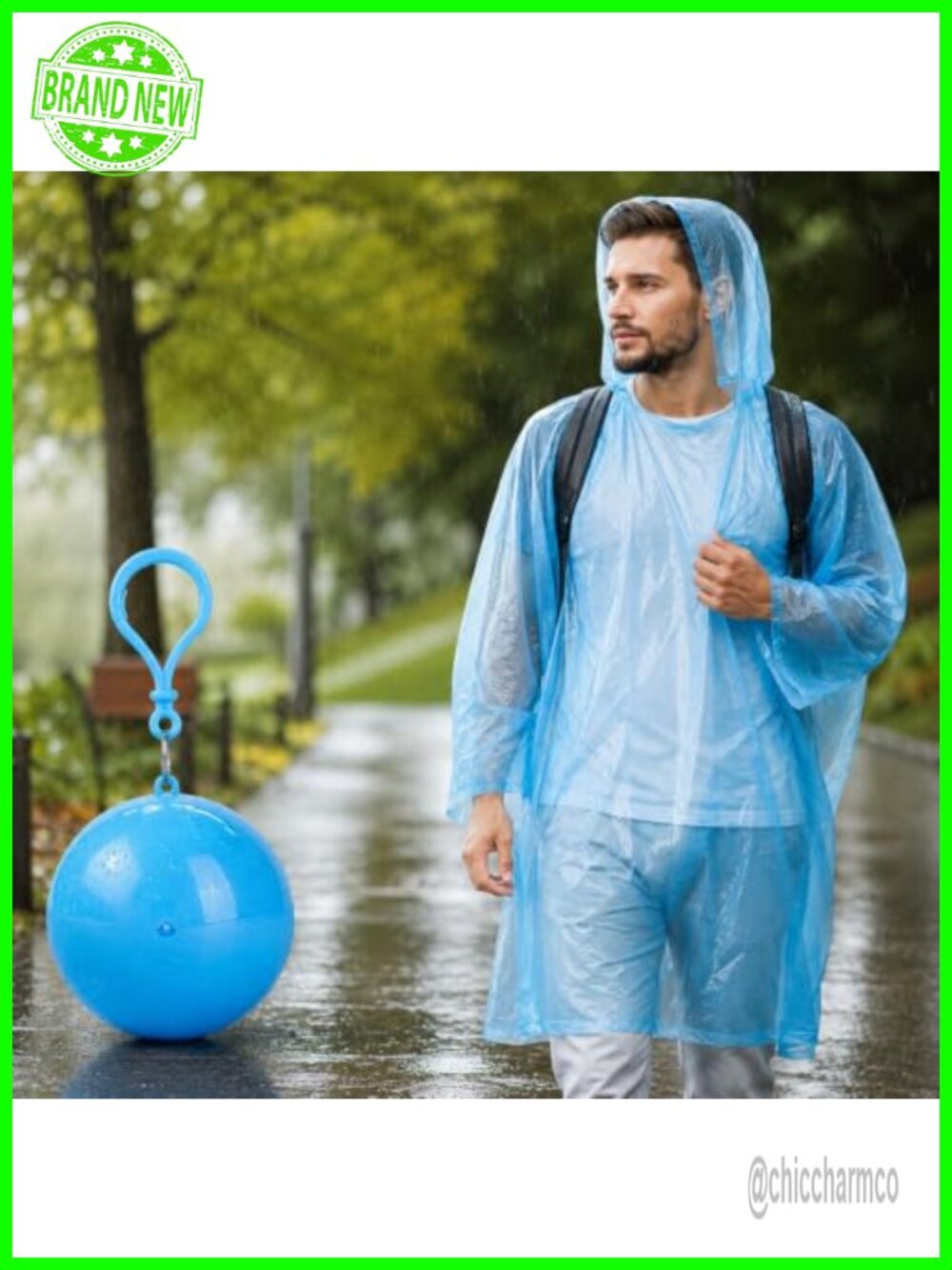 Portable Rain Poncho Keychain Ball Outdoor Camping Hiking Fishing
